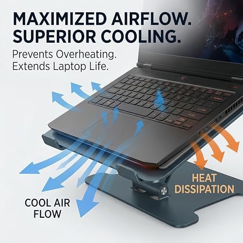 LRLKFX Laptop Stand Portable Foldable Aluminum Laptop Riser Height Adjustable Ergonomic Holder for Desk Compatible with MacBook Air Pro, Dell, HP, Lenovo & More 10-15.6" - Gray
