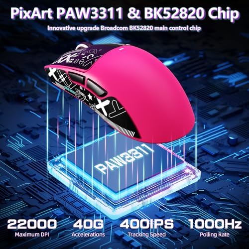 ATTACK SHARK X11 SE Tri Mode Lightweight Wireless Gaming Mouse-Berry Red