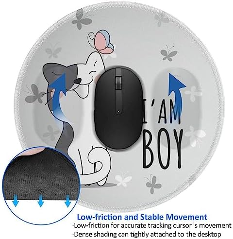 Cute Animal cat boy cat Mouse pad Cute,Gaming Mouse pad Small Non-Slip Round Mouse Pads for Wireless Mouse,Laptop,Desk