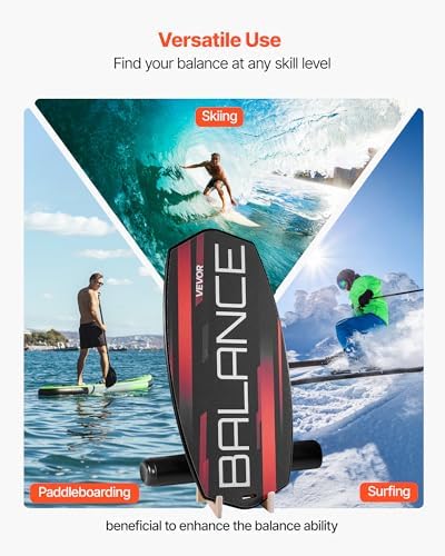 VEVOR Balance Board, 2-in-1 Wobble Board Trainer for Adults, Premium Wooden Balance Training Equipment, with Roller, Magnetic Stoppers, Storage Rack, for Core Workouts, Surf Trainer & Physical Therapy