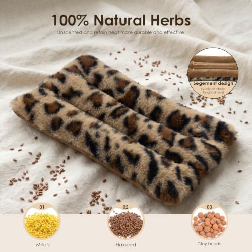 Microwave Heating Pad 6 x 12 Small Heating Pad Microwave, Microwave Bean Bag Heating Pad for Neck and Shoulders, Moist Heat Pack Pillow Warm Compress for Knee, Muscles, Joints, Wrist (Leopard Print)