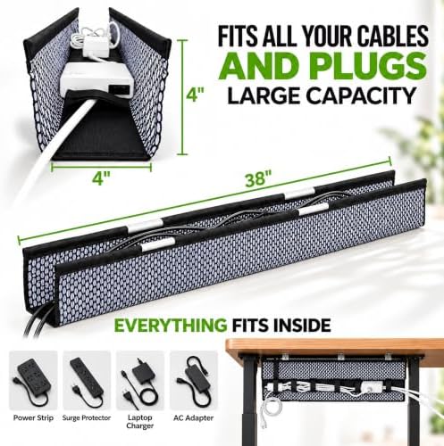 Perfect POSTURE Mesh Cable Management Tray Under Desk Cord Organizer - 38"
