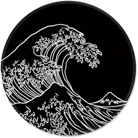 ITNRSIIET Mouse Pad Non-Slip Rubber Base Smooth Surface Stitched Edges Waterproof Durable Compatible with All Mice for Office & Gaming, Desk Accessory, Diameter 8.7 inch, Wave