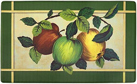 PowerSellerUSA Printed Anti Fatigue Mat, Non Slip Printed Textured Comfort Standing Floor Mats for Living, Dining Room, Bedroom, Kitchen, Office, Work (18x30 in., Three Apples)