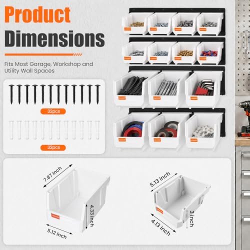14pc Wall-Mounted Storage Organizer Mixed V1 V2 Combo White