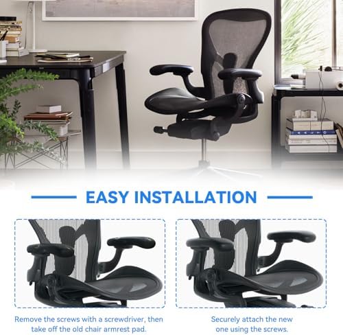 Chair Armrest Replacement for Herman Miller Classic Aeron Chair - Office Chair Arm Pads Replacement Black-1 Pair