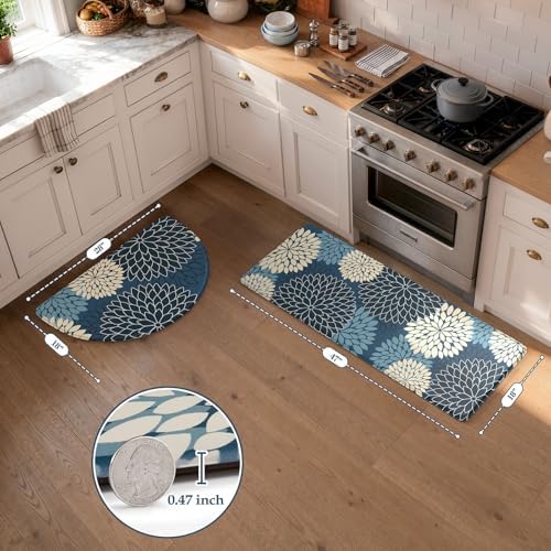 KIMODE Half Circle Anti Fatigue Mats for Kitchen Floor Rug Sets of 2