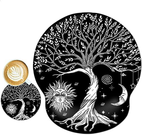 ToLuLu Mouse Pad Wrist Rest Support Gel, Ergonomic Mouse Pads with Non Slip PU Base, Mouse Wrist Rest Pad for Laptop Computer Home Office Working Gaming Pain Relief, Moon & Sun
