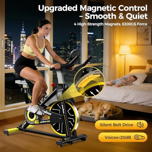 Stationary Exercise Bike for home, Magnetic Resistance, Silence & Smart App