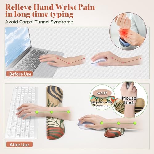Gimars Enlarge Silky and Superfine Fabric Gel Memory Foam Keyboard Wrist Rest Set, Ergonomic Keyboard Mouse Wrist Support for Typing Pain Relief, Comfort for Office, Gaming, Computer-Morandi Orange