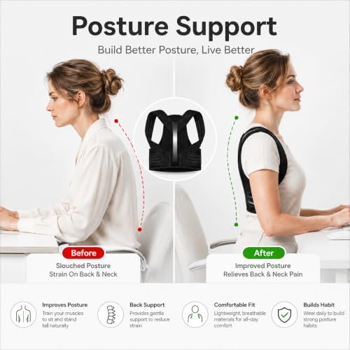 Posture Corrector, Breathable Upper Back Support Brace, One Size