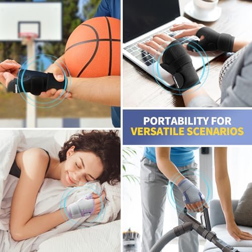 CAMBIVO Thumb Brace with Adjustable Straps, Breathable Wrist Support with Open-Palm for Arthritis, De Quervain's Tenosynovitis, Sprains, Fits Right or Left (Lake Blue, S/M) (Pack of 2)