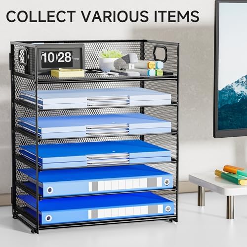 6-Tier Paper Organizer for Desk with Handle