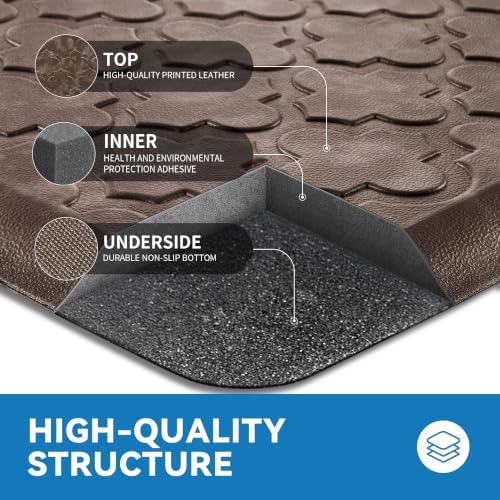 Kitchen Mats for Floor, Cushioned Anti Fatigue Mat, Non-Slip, Brown