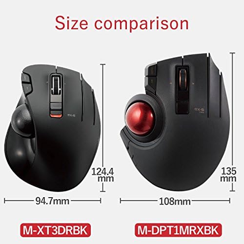 ELECOM EX-G Pro Trackball Mouse, Wired, Wireless, Bluetooth, Thumb Control, 8-Button Function, Ergonomic Design, Optical Gaming Sensor, Smooth Red Ball, Windows11, macOS (M-XPT1MRBK)