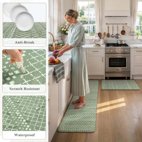 KIMODE Anti Fatigue Kitchen Mats for Floor, Boho Kitchen Rugs Sets of 2
