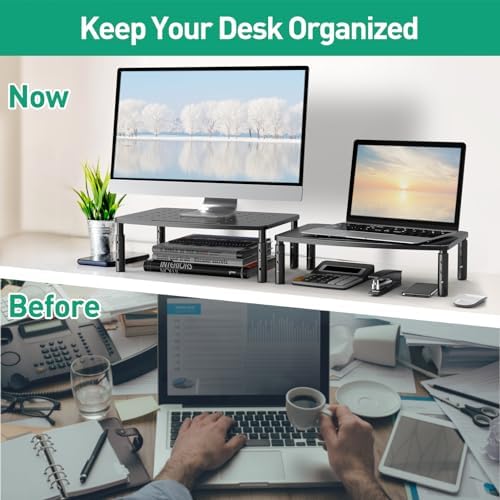Zimilar 2 Pack Monitor Stands Risers, 3 Height Adjustable Monitor Riser