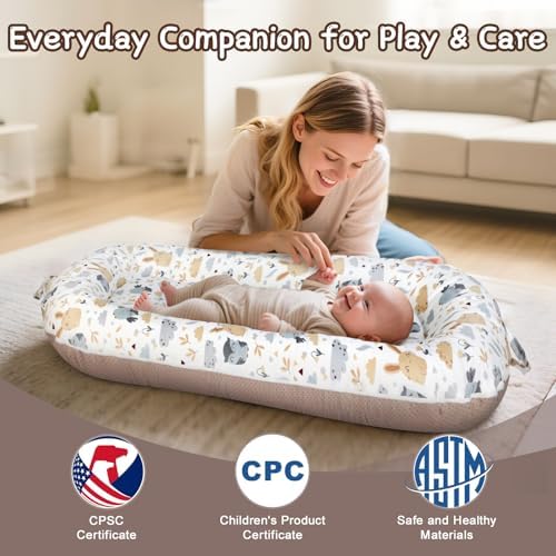 Infant Lounger Cushion for Supervised Playtime, Soft Breathable Cotton Support Pad for Tummy Practice, Relaxation and Everyday Care