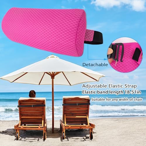 2 Pack Headrest Pillow for Patio Chaise Lounge,Recliner,Beach Chair,Pink