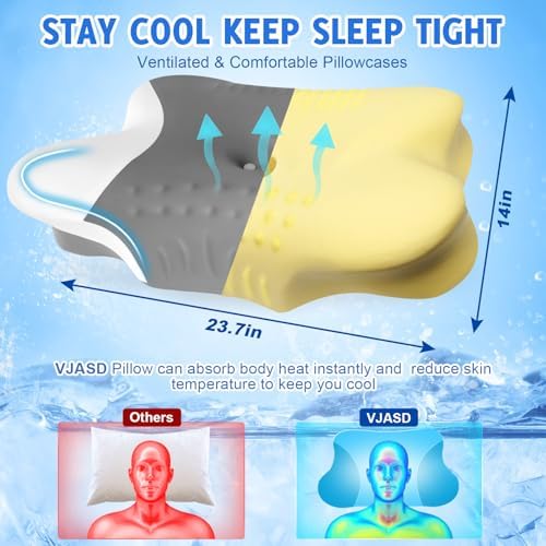 Cervical Pillow for Neck Pain,Cooling Butterfly Pillow for Side Sleepers –2 Heights Ergonomic Contour Memory Foam Pillow,Contoured Support Pillows with Breathable Pillowcase for Sleeping,Dark Gray