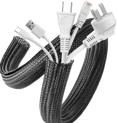 AGPTEK Cable Sleeve, 10ft - 1 inch Cable Management Cord Hider, Black