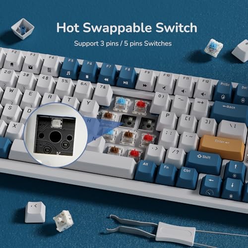 RK ROYAL KLUDGE RK98 Wireless Mechanical Keyboard, 3750mAh, 96% Layout