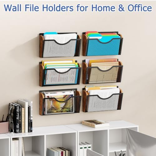 Sbanmao 3 Pack Wall File Organizer, Metal Mesh Hanging File Folder Holder for Letter/A4 Size Folders, Wall Mounted File Holder, Mail Organizer for Office Home Classroom Paper, Document Organization