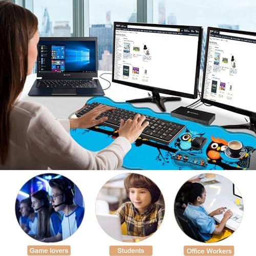 Mouse Pad with Wrist Support + Desk Mat + Coaster 3 in 1 Set, XL Large Gaming Mousepad Ergonomic Mouse Pads for Desk Computer Laptop Office,Cute Owls on a Branch