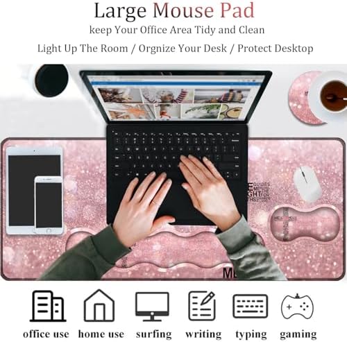 4 in 1 Mouse Pad Combo, Large Gaming Mouse Pad + Keyboard Wrist Support + Mouse Wrist Rest + Coaster, Table Pad 31.5 "x 11.8" with Memory Foam Ergonomic Wrist Pad Set, God Jesus Christ