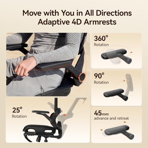 SIHOO B100 PRO Ergonomic Office Chair with Footrest, 4D Flip-Up Armrests
