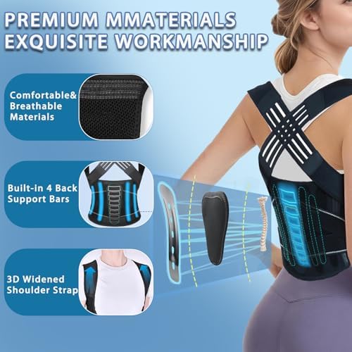 Back Posture Corrector Brace for Kyphosis, Scoliosis, and Slouching, Adjustable Spine Straightener with Lumbar Support, Unisex, for Men and Women