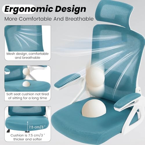 Ergonomic Mesh Office Chair with 2D Adjustable Headrest and Lumbar Support