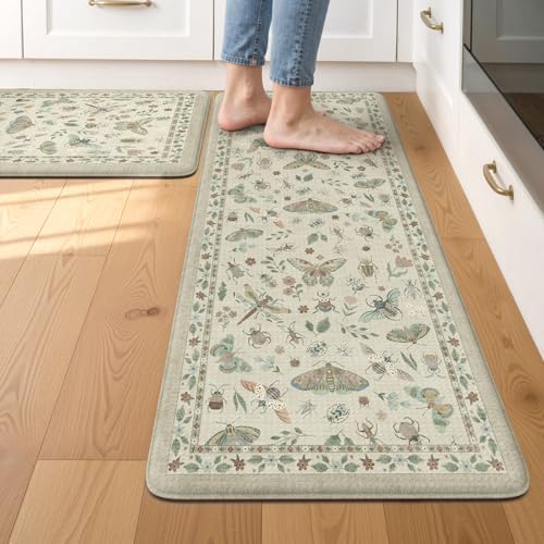 LEEVAN Anti Fatigue Kitchen Mats for Floor, Cushioned Kitchen Mat Set 2PCS
