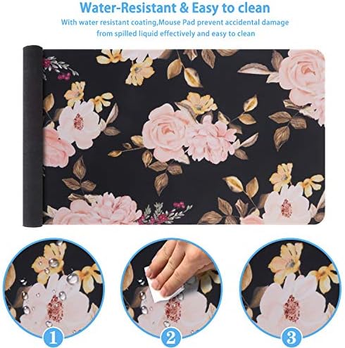 iCasso Extended Gaming Mouse Pad,XXL Desk Pad,Peony