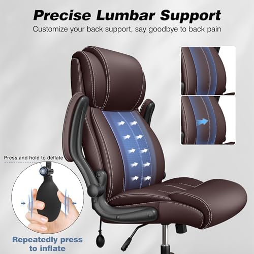 BESTFAIR Ergonomic High Back Office Chair, Adjustable Lumbar, Coffee 2 Pack