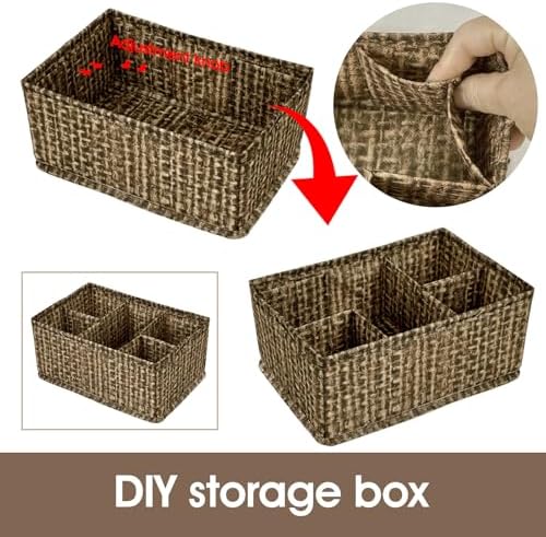 Cosmetic Storage Bins Makeup Organizer, Adjustable Multifunction Storage Box Desk Drawer Divider for Makeup Brushes, Bathroom Countertop or Dresser, Set of 4