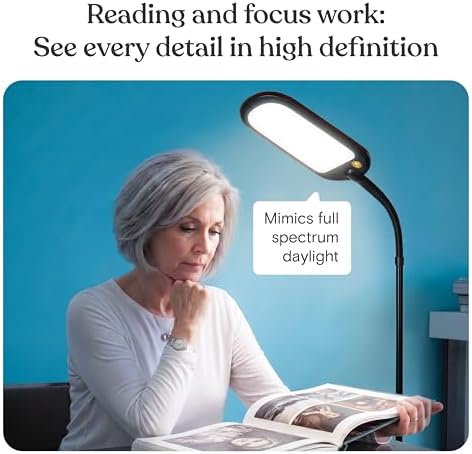 Brightech Litespan Slim LED Floor Reading Lamp - Modern Tall Lamp with Adjustable Gooseneck for Living Rooms & Offices - Dimmable Crafts Work Light - Brown
