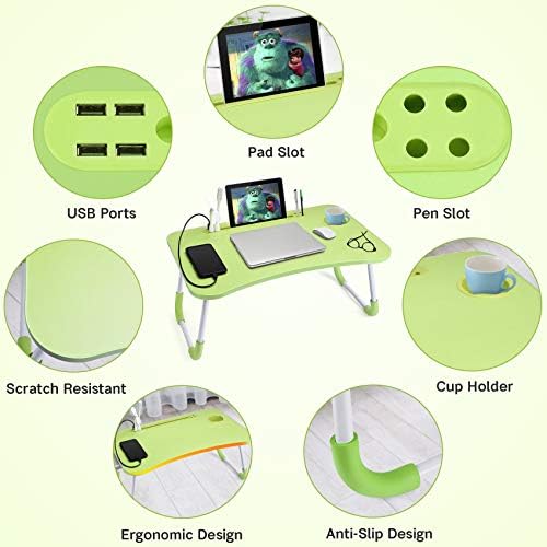 Slendor Foldable Lap Desk with Cup Holder for Bed, Couch, Floor