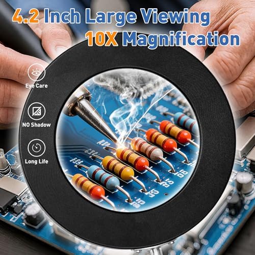 HITTI 10X Magnifying Glass with Light, 1800 Lumens Stepless Dimmable