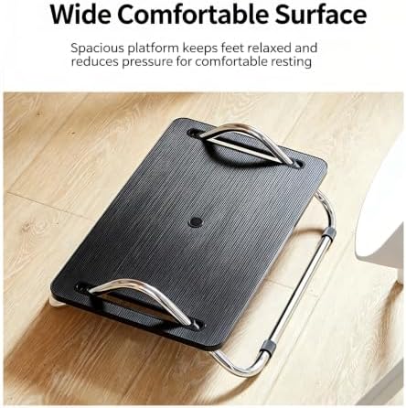 Adjustable Under Desk Foot Rest Non Slip Foot Stool with Metal Frame Office
