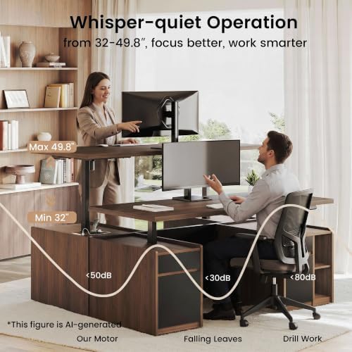 ModernMate 71" Executive Electric Standing Desk with 3 Drawers & Storage