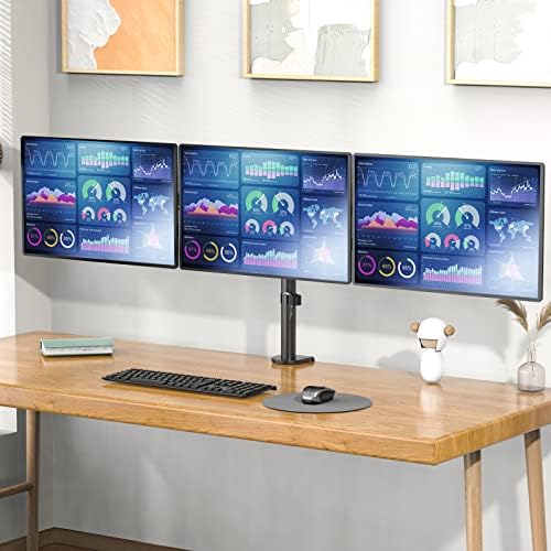 WALI Adjustable Triple Monitor Mount for 13-27 inch Screens, 22 lbs per Arm
