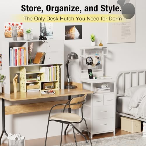 YGYQZ Adjustable Desktop Shelf Organizer, 3-Tier Desk Shelf, Beige Pattern