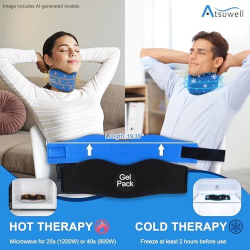 Atsuwell Ice Pack Neck Braces for Neck Pain and Support, Blue