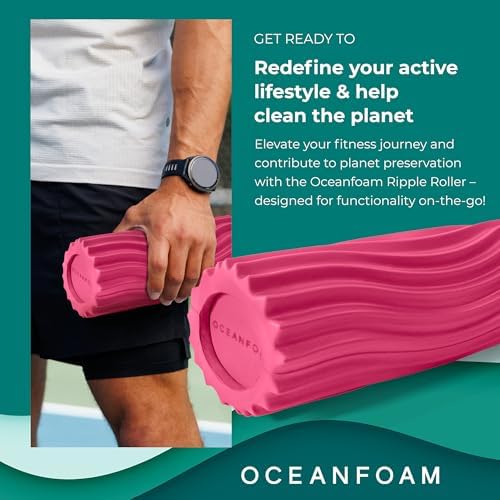 Oceanfoam Ripple Roller - Small Foam Roller for Physical Therapy (Hot Pink)