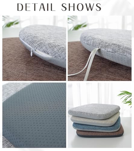 High Resilience Memory Foam Chair Cushion 15"x15"x2" Set of 2 Square Chair Pads and Washable Cover Non Slip Seat Cushions for Indoor Dining Room Kitchen and Office Chairs (Grey,15"x15")