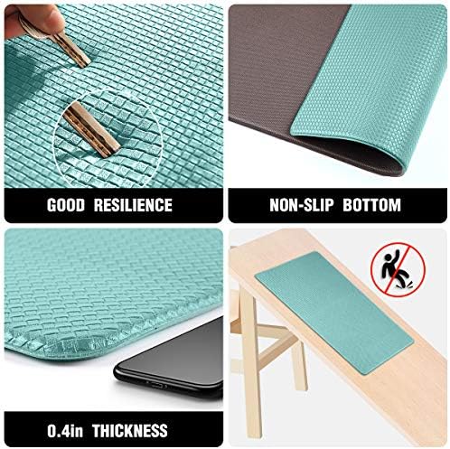 Kitchen Rug Anti-Fatigue Comfort Mat Non Slip Cushioned Comfort Standing Floor Mat Kitchen Mat for Kitchen, Gaming, Office,Standing Desk 18x30 Inch Teal
