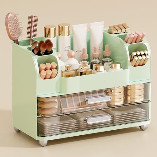 UFORU Makeup Organizer Countertop with 2 Large Drawers for Vanity Bathroom