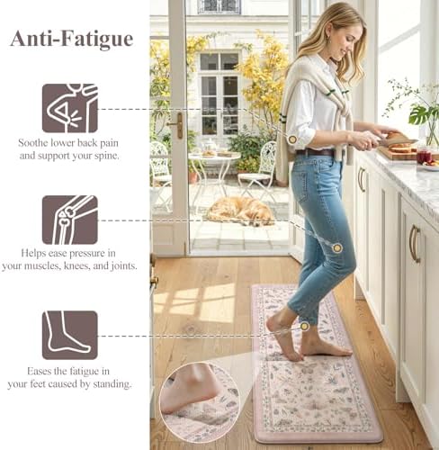 LEEVAN Anti Fatigue Kitchen Mats for Floor, Cushioned Kitchen Mat Set 2PCS