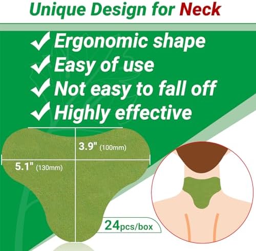 ishancare Neck Patches - 24 Count Warming Herbal Plaster Maximum Strength Heat Patches, 8 Hours Deep Heating Extra Strength Joint Soreness Soothing Patch for Neck, Knee, Back, Shoulder